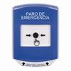 GLR4A1ES-ES STI Blue Indoor Only Shield w/ Sound Key-to-Reset Push Button with EMERGENCY STOP Label Spanish