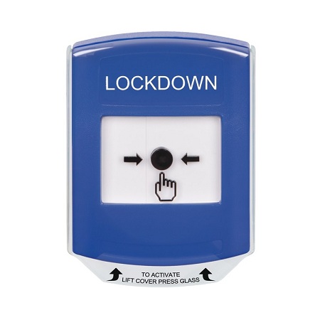 GLR4A1LD-EN STI Blue Indoor Only Shield w/ Sound Key-to-Reset Push Button with LOCKDOWN Label English
