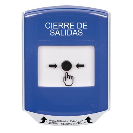 GLR4A1LD-ES STI Blue Indoor Only Shield w/ Sound Key-to-Reset Push Button with LOCKDOWN Label Spanish