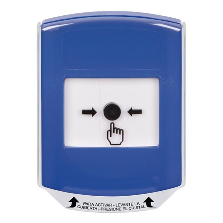 GLR4A1NT-ES STI Blue Indoor Only Shield w/ Sound Key-to-Reset Push Button with No Text Label Spanish