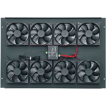 IBGR-276FT-FC Middle Atlantic Integrated 276 CFM DC Fan Top, Includes 4 Fans and Proportional Speed Fan Control, Fits Any BGR, Black Finish, 220V