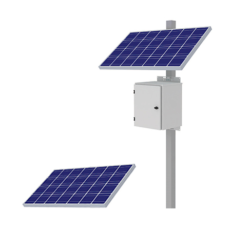 KBC-AL2-600W KBC Networks 600 Watt Advanced Remote Power Kit with 2 x 300W Solar Panels, 14" D x 16" W x 19" H Powder-Coated Aluminum Enclosure and Side Panel Mount for 3-6" Pole