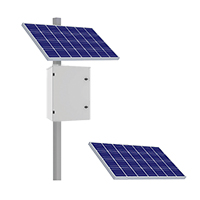 KBC-AL5-200W KBC Networks 200 Watt Advanced Remote Power Kit with 2 x 100W Solar Panels, 13" D x 22" W x 30" H Powder-Coated Aluminum Enclosure and Side Panel Mount for 3-6" Pole