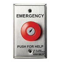 KR-3-4-GR Alarm Controls Latching Operator Key Reset 2 N/C Pairs Emergency Panic Station with Guard Ring - Red Wall Plate