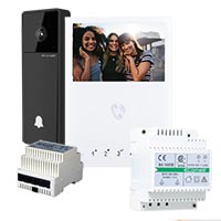 KVV8101 Comelit Visto VIP Video Doorbell Camera Kit with Mini Handsfree WiFi Monitor, Power Supply Unit and Floor Switch