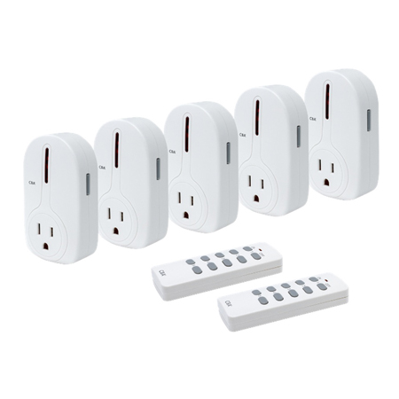 LS-525A-14Q Seco-Larm Wireless Outlet Controllers - 5 Wireless Outlets and 1 Remote