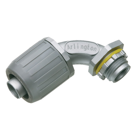 LT905A-10 Arlington Industries 1/2" 90 Degree Liquid-Tight Connectors with Insulated  Pack of 10