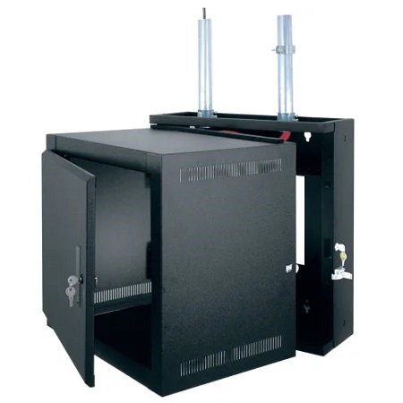 EWR-8-22SD Middle Atlantic 8 Space (14 Inch) EWR Economic Sectional Wall Rack With Solid Front Door, Black Finish