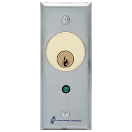 MCK-2-3 Alarm Controls DPDT Momentary Action Switch - 1.75" Wide Stainless Steel Plate with Green LED