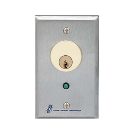 MCK-5 Alarm Controls SPDT Momentary Switch - Single Gang Stainless Steel Wall Plate with Green LED