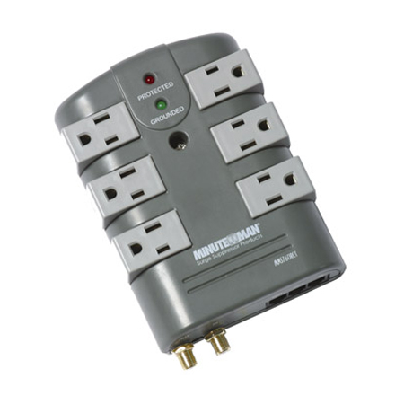 MMS760RCT Minuteman 6-Rotating Outlet Surge Protector with Coax and Phone Line Protection