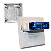 MTWPB-2475W-NW-KIT Cooper Wheelock Weatherproof 8 Multitone Strobe 24VDC with Backbox - Wall Mounted - White with Blue Lens - No Lettering