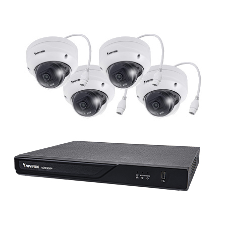 [DISCONTINUED] ND9322P-2TB-4FD80 Vivotek 8 Channel NVR Kit 128Mbps Max Throughput 2TB w/ 4 x 5MP Outdoor IR Dome IP Security Cameras