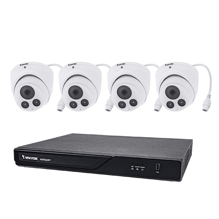 [DISCONTINUED] ND9322P-2TB-4IT60 Vivotek 8 Channel NVR Kit 128Mbps Max Throughput 2TB w/ 4 x 2MP Outdoor IR Turret IP Security Cameras