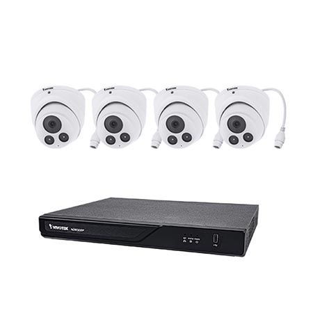 ND9323P-2TB-4IT60 Vivotek 8 Channel NVR Kit 64Mbps Max Throughput 2TB w/ 4 x 2MP Outdoor IR Turret IP Security Cameras