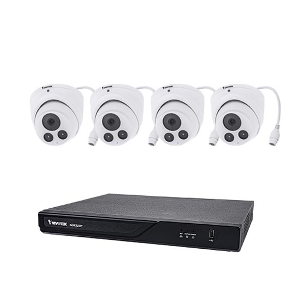ND9323P-2TB-4IT80 Vivotek 8 Channel NVR Kit 64Mbps Max Throughput 2TB w/ 4 x 5MP Outdoor IR Turret IP Security Cameras