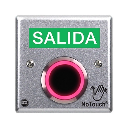 NT-CA300-ES STI NoTouch Cast Aluminum IR Switch with Three Snap-in Messages - SPANISH - European Single-Gang