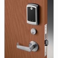 [DISCONTINUED] NTM615-ZW2-613E Yale Mortise Lock with Pushbutton Keypad-Cylinder Override with Thumbturn ZW Module - Satin Bronze - Right Hand