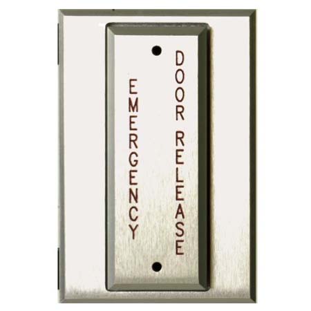 PS1-112 Alarm Controls Single Gang SPDT Momentary Action Push To Exit Plate - Red Lettering