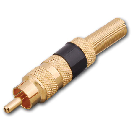PP15BX Vanco Connector RCA Plug Solder Gold with strain Bulk