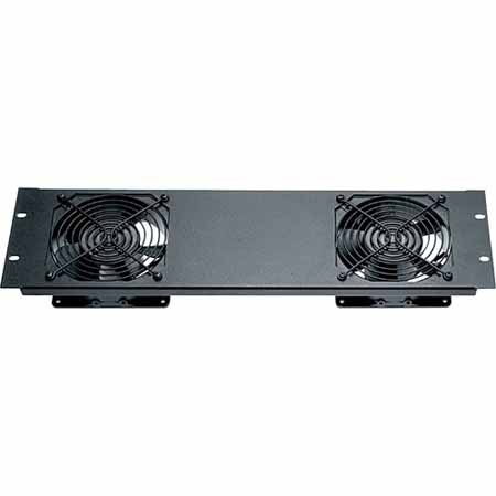 QFP-2-119 Middle Atlantic Quiet Fan Panel Assembly - Two 220 VAC Fans, 3 Space Anodized Finish
