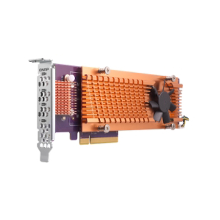 QM2-4P-342 Quad M.2 PCIe SSD expansion card supports up to four M.2 2280 formfactor M.2 PCIe (Gen3 x2) SSDs