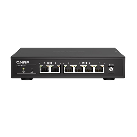 QSW-2104-2T-A-US QNAP Desktop Unmanaged Switch 4 Port 2.5Gbps Auto Negotiation (2.5G/1G/100M) 2 10BASE-T 5-Speed Auto Negotiation (10G/5G/2.5G/1G/100M) Port