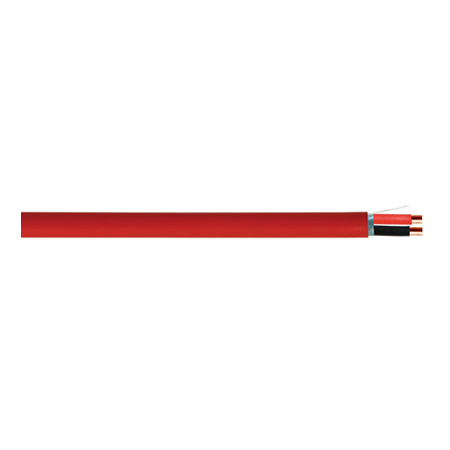 R00306M1R Remee 14 AWG 2 Conductors Shielded Solid Bare Copper FPLR Non-Plenum Fire Alarm Cables - 1000' Reel - Red