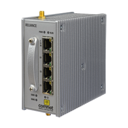 RL1000GW/AC/ESFP/S24/CEU Comnet RL1000GW with 1x RS-232 and 1x RS-485 and 1x10/100 Tx and SFP GE and LTE modem (EU bands) and AC PSU