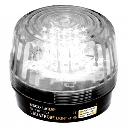 SL-1301-SAQ/C Seco-Larm Clear LED Strobe Light w/ Built-in Siren and 10 LED Strips 9-24VAC/VDC