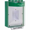 STI-13420CG STI Universal Stopper Dome Cover Enclosed Back Box, Sealed Mounting Plate and Hood with Horn - Custom Label - Green - Non-Returnable