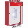 STI-13420CR STI Universal Stopper Dome Cover Enclosed Back Box, Sealed Mounting Plate and Hood with Horn - Custom Label - Red - Non-Returnable
