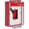 STI-13530CR STI Universal Stopper Dome Cover Enclosed Back Box, Open Mounting Plate and Hood with Horn and Relay  - Custom Label - Red - Non-Returnable