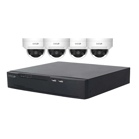 SEC-4CHDR8MPKITIP/4/2TB InVid Tech 4 Channel NVR Kit 40Mbps Max Throughput - 2TB and 4 x 8MP 2.8mm Outdoor IR Dome IP Security Camera