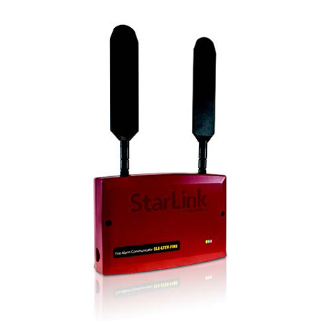SLE-LTEV-FIRE Napco StarLink Commercial Fire/Burglar LTE Cellular Alarm Communicator - Red Plastic Enclosure - Powered by Control Panel - Verizon Network