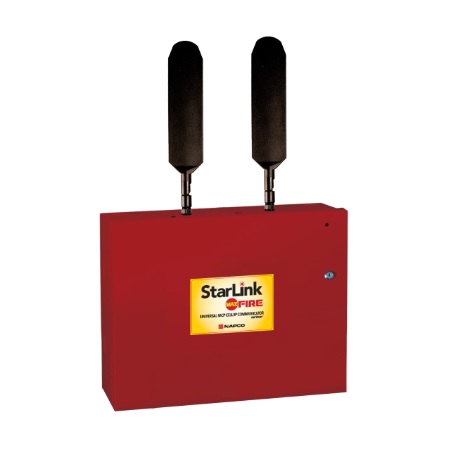 SLE-MAXAI-CFB-PS Napco StarLink Max Fire Dual Path Commercial Fire/Burglar 5G LTE-M Cellular and WiFi Alarm Communicator - Red Metal Enclosure - Powered by Transformer - AT&T Network