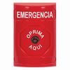 SS2000EM-ES STI Red No Cover Key-to-Reset Stopper Station with EMERGENCY Label Spanish