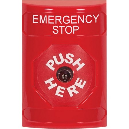 SS2000ES-EN STI Red No Cover Key-to-Reset Stopper Station with EMERGENCY STOP Label English