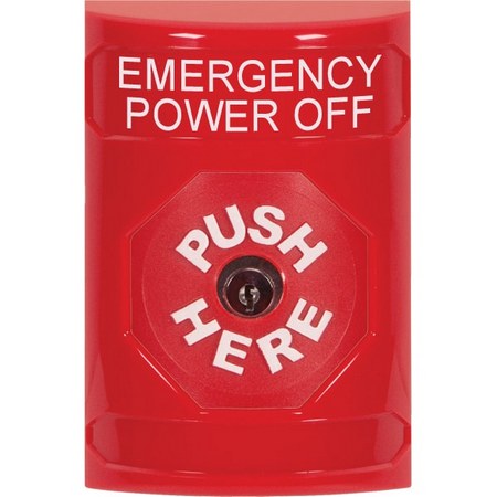 SS2000PO-EN STI Red No Cover Key-to-Reset Stopper Station with EMERGENCY POWER OFF Label English