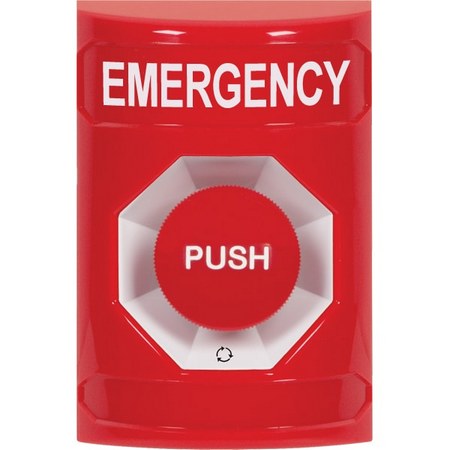 SS2001EM-EN STI Red No Cover Turn-to-Reset Stopper Station with EMERGENCY Label English