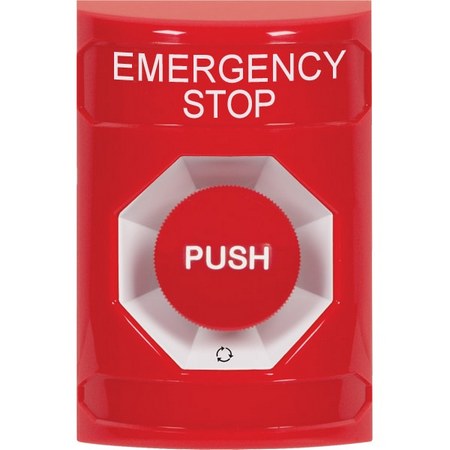 SS2001ES-EN STI Red No Cover Turn-to-Reset Stopper Station with EMERGENCY STOP Label English