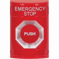 SS2001ES-EN STI Red No Cover Turn-to-Reset Stopper Station with EMERGENCY STOP Label English