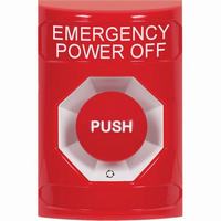 SS2001PO-EN STI Red No Cover Turn-to-Reset Stopper Station with EMERGENCY POWER OFF Label English