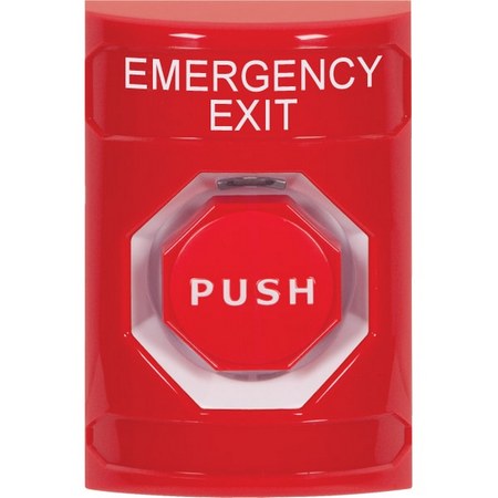 SS2002EX-EN STI Red No Cover Key-to-Reset (Illuminated) Stopper Station with EMERGENCY EXIT Label English