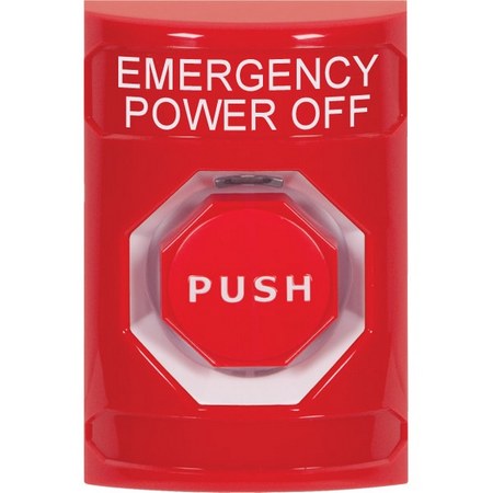 SS2002PO-EN STI Red No Cover Key-to-Reset (Illuminated) Stopper Station with EMERGENCY POWER OFF Label English