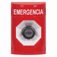 SS2003EM-ES STI Red No Cover Key-to-Activate Stopper Station with EMERGENCY Label Spanish