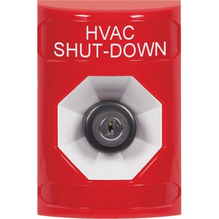 SS2003HV-EN STI Red No Cover Key-to-Activate Stopper Station with HVAC SHUT DOWN Label English