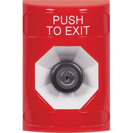 SS2003PX-EN STI Red No Cover Key-to-Activate Stopper Station with PUSH TO EXIT Label English