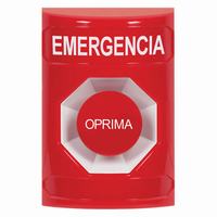 SS2004EM-ES STI Red No Cover Momentary Stopper Station with EMERGENCY Label Spanish