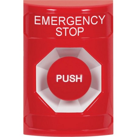 SS2004ES-EN STI Red No Cover Momentary Stopper Station with EMERGENCY STOP Label English